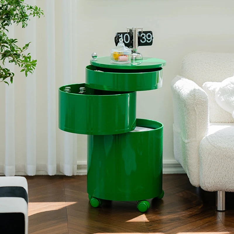 Nordic Furniture, Creative Nightstands, Bedroom Cabinets, Bedside Tables, multifunctional Locker Cart,Round Revolving Side Table