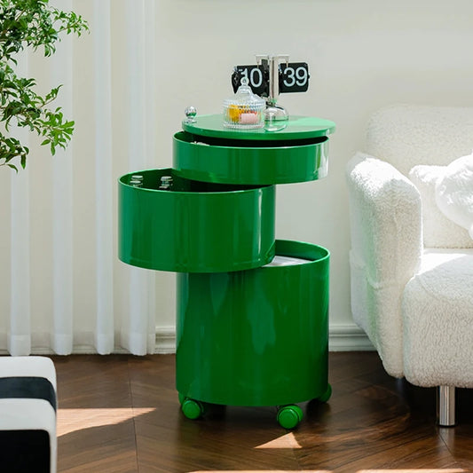 Nordic Furniture, Creative Nightstands, Bedroom Cabinets, Bedside Tables, multifunctional Locker Cart,Round Revolving Side Table