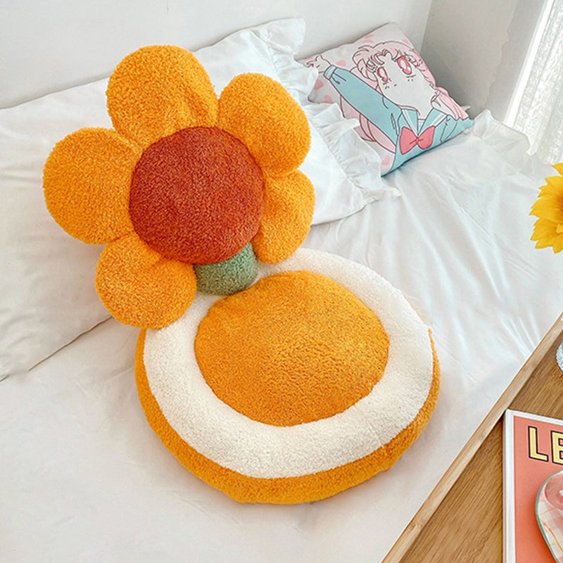 Ins Cute Tulip Sun Flower Seat Back Cushion Living Room Sofa Decorative Throw Pillow Soft Office Chair Cushion Home Decor Pillow