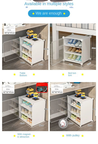 Small-Scale Foldable Cabinets For Home Living Room Multilayer Large Space Shelf Student Dormitory Dust Proof Shoe Storage Rack