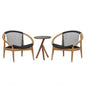 Garden 3 Piece Woven Rope Patio Furniture Set with Cushions, All Weather Patio Conversation Bistro Set Outdoor Table and Chairs