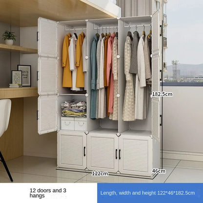 Simplicity Household Bedroom Dustproof Clothes Cabinets For Plastic Assemble Storage Rack Foldable Multilayer Wardrobe Furniture