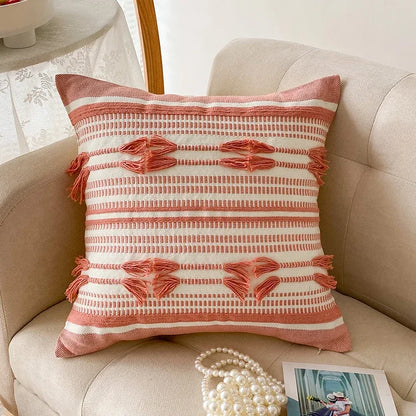 Home Decor Cushion Cover Throw Pillow Cover Yellow Grey Coffee Pink Boho Style Tassels for Living Room Bed Room 45x45cm/30x50cm