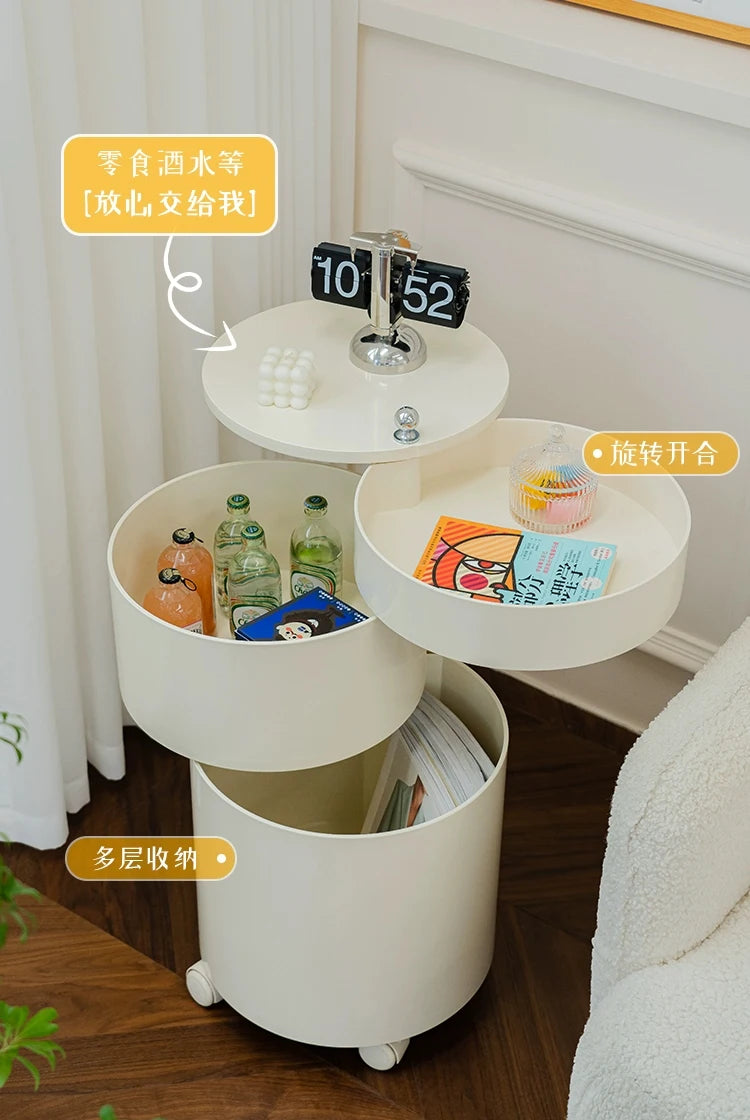 Nordic Furniture, Creative Nightstands, Bedroom Cabinets, Bedside Tables, multifunctional Locker Cart,Round Revolving Side Table