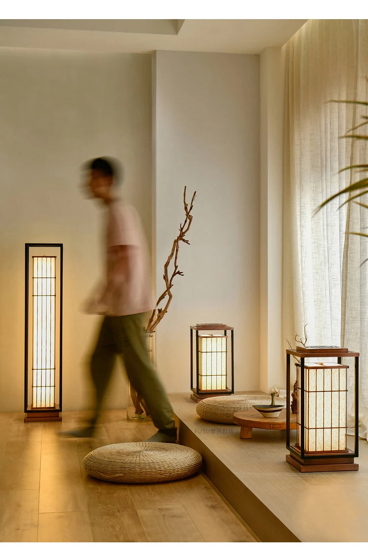 zq Desk lamp, Japanese living room, retro floor lamp, Zen tea room, study, home stay restaurant, landscape lamp