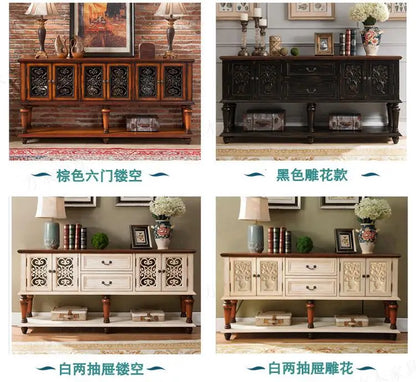 European-Style Solid Wood Console Table American Country Side Cabinet 1.6 M Side View Table Window Side Desk
