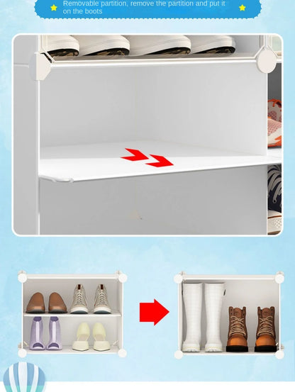 Small-Scale Foldable Cabinets For Home Living Room Multilayer Large Space Shelf Student Dormitory Dust Proof Shoe Storage Rack