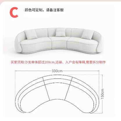 yj Sili Style Living Room Modern Light Luxury Italian Minimalist Shaped Curved Lambswool Fabric Sofa