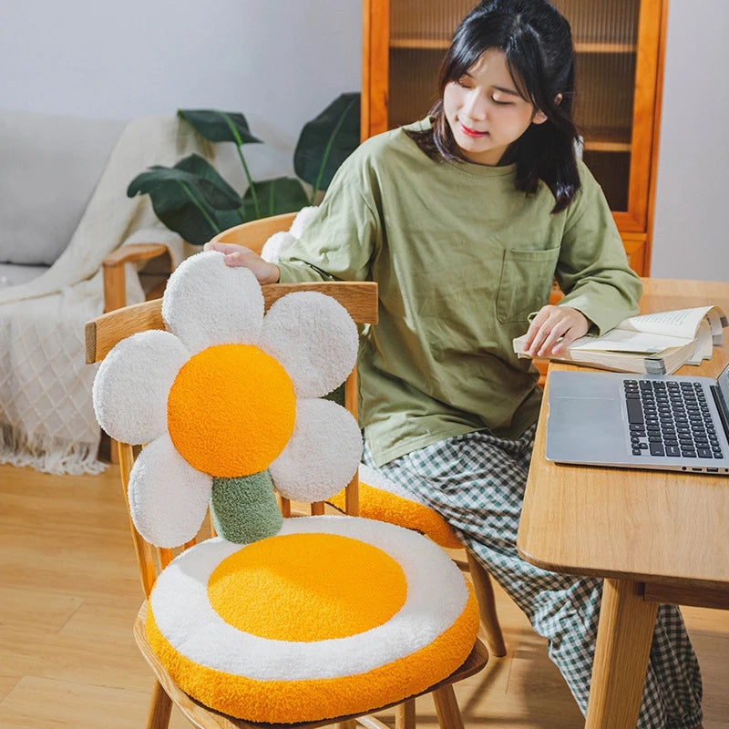 Ins Cute Tulip Sun Flower Seat Back Cushion Living Room Sofa Decorative Throw Pillow Soft Office Chair Cushion Home Decor Pillow