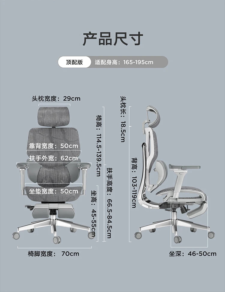Black and white tone E3 three-zone waist protection ergonomic chair office computer chair