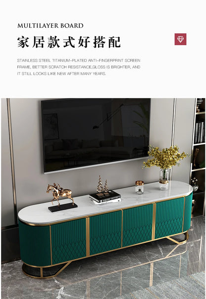 Affordable Luxury Style TV Cabinet and Tea Table Combination Simple Modern Living Room Floor Cabinet Marble