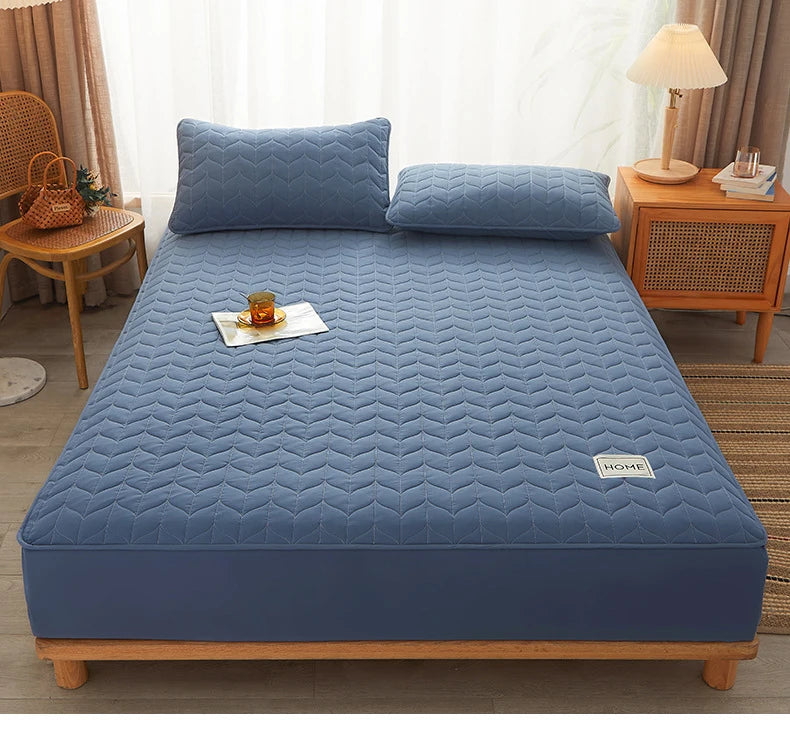 Cotton Thicken Quilted Mattress Cover Anti-bacterial Mattress Protector Topper Pad Soft Fitted Sheet Not Including Pillowcase