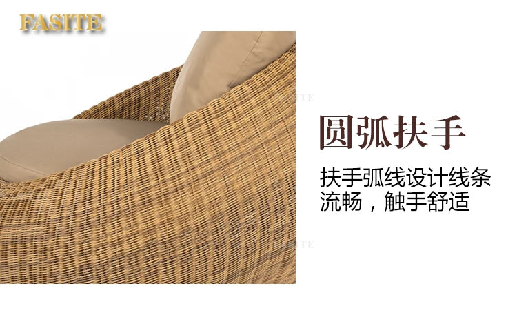 Outdoor rattan sofa combination rattan woven table and chair three piece set of leisure circular sofa furniture
