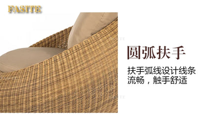 Outdoor rattan sofa combination rattan woven table and chair three piece set of leisure circular sofa furniture