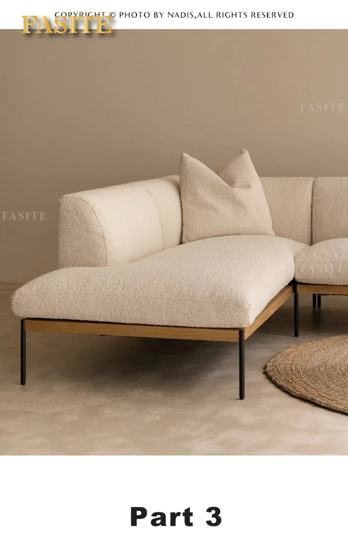 Fabric sofa living room modern simple Nordic chaise longue solid wood corner sofa combination