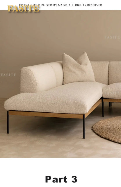 Fabric sofa living room modern simple Nordic chaise longue solid wood corner sofa combination