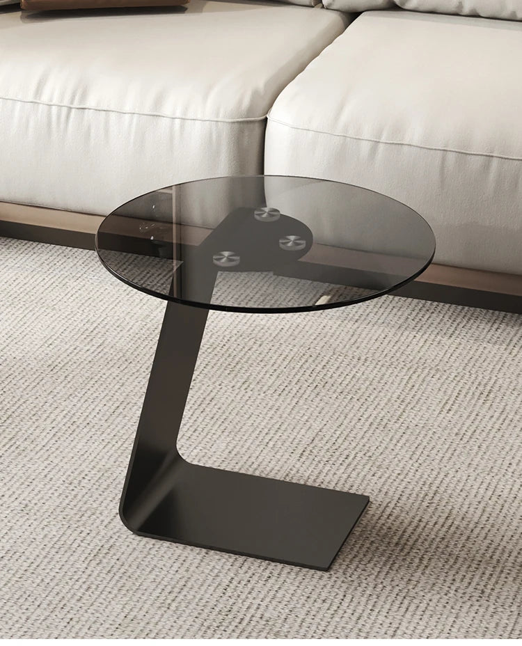 Tempered glass coffee table, living room, household, simple combination, round table, high-end feeling, small unit, side table