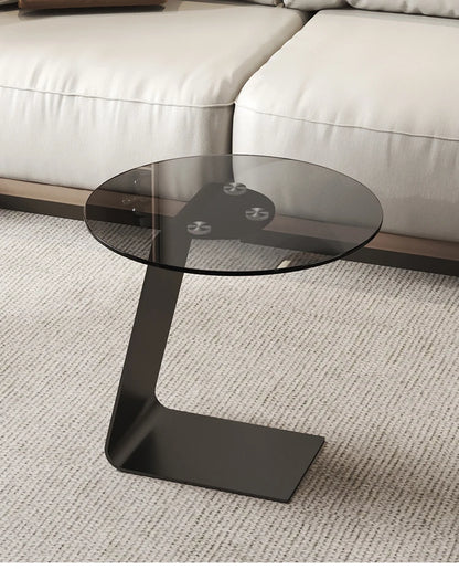 Tempered glass coffee table, living room, household, simple combination, round table, high-end feeling, small unit, side table