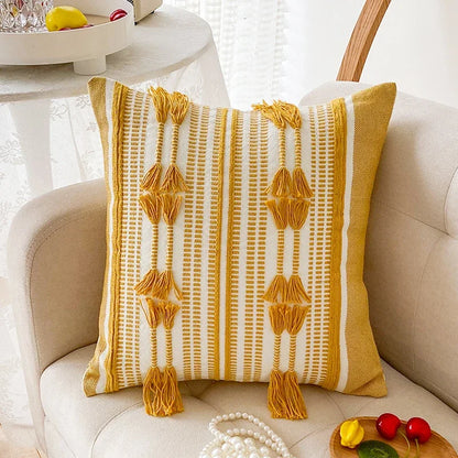 Home Decor Cushion Cover Throw Pillow Cover Yellow Grey Coffee Pink Boho Style Tassels for Living Room Bed Room 45x45cm/30x50cm