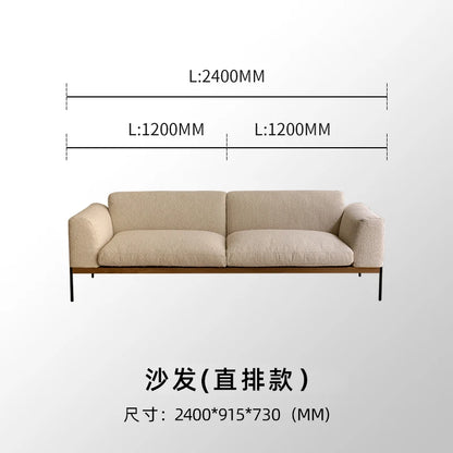 Fabric sofa living room modern simple Nordic chaise longue solid wood corner sofa combination