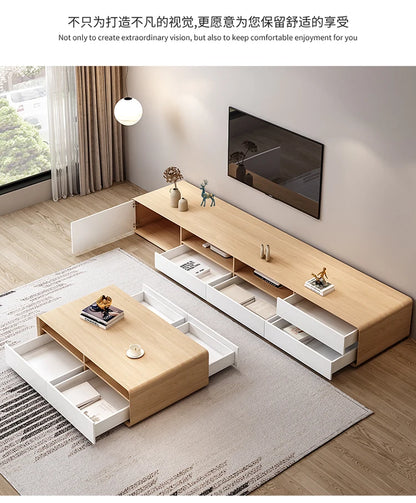 HYP Simple TV Cabinet Coffee Table Combination Nordic Set Modern Living Room Floor Cabinet Large and Small Apartment Type