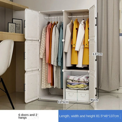 Simplicity Household Bedroom Dustproof Clothes Cabinets For Plastic Assemble Storage Rack Foldable Multilayer Wardrobe Furniture