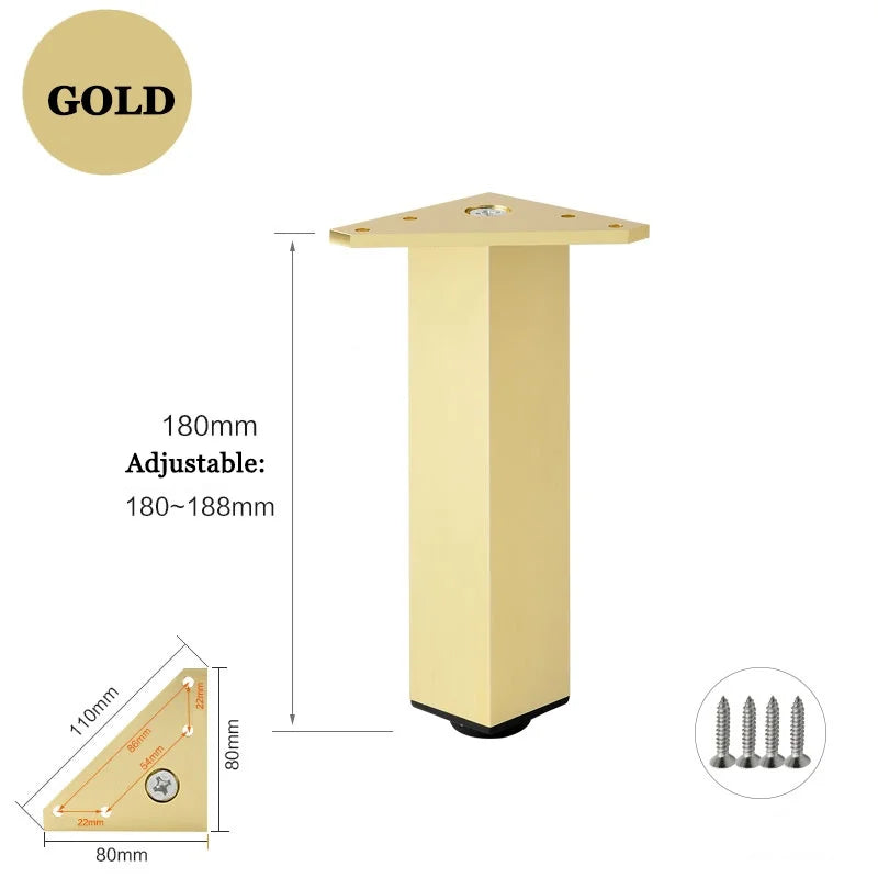 4PCS Furniture Leg Aluminum Triangular Square Sofa Leg with Screw Thickening Metal Furniture Feet Bathroom Cabinet Coffee Table