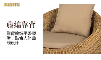 Outdoor rattan sofa combination rattan woven table and chair three piece set of leisure circular sofa furniture