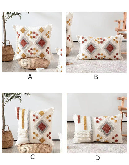 Boho Style Cushion cover Ivory Burt Orang Decoration Pillow Cover 45x45cm/30x50cm Tufted for Living room Bedroom Sofa Bed Couch