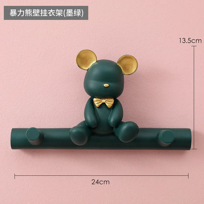 Cartoon Bear Hook Porch Key Hook Clothes Rack Wall Coat Keychain Bathroom Accessories Holder Hook Hat Clothes Display Stands