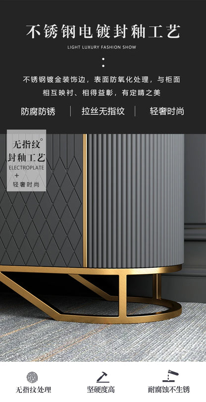 Affordable Luxury Style TV Cabinet and Tea Table Combination Simple Modern Living Room Floor Cabinet Marble