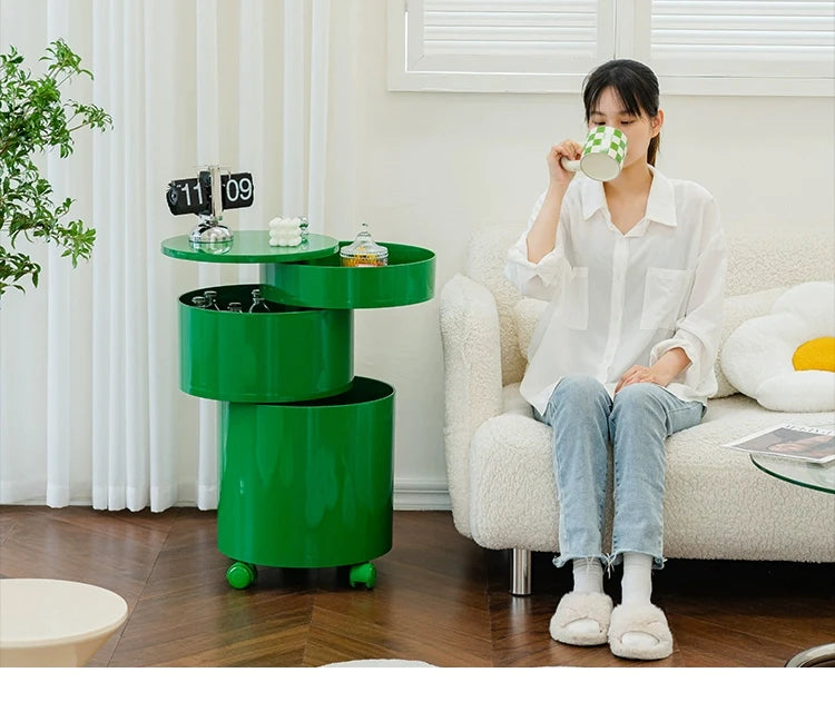 Nordic Furniture, Creative Nightstands, Bedroom Cabinets, Bedside Tables, multifunctional Locker Cart,Round Revolving Side Table