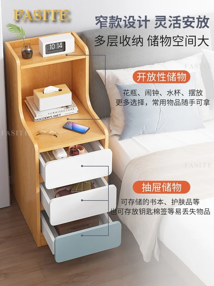 Bedside table, simple modern small ultra narrow storage cabinet, simple bedside storage rack