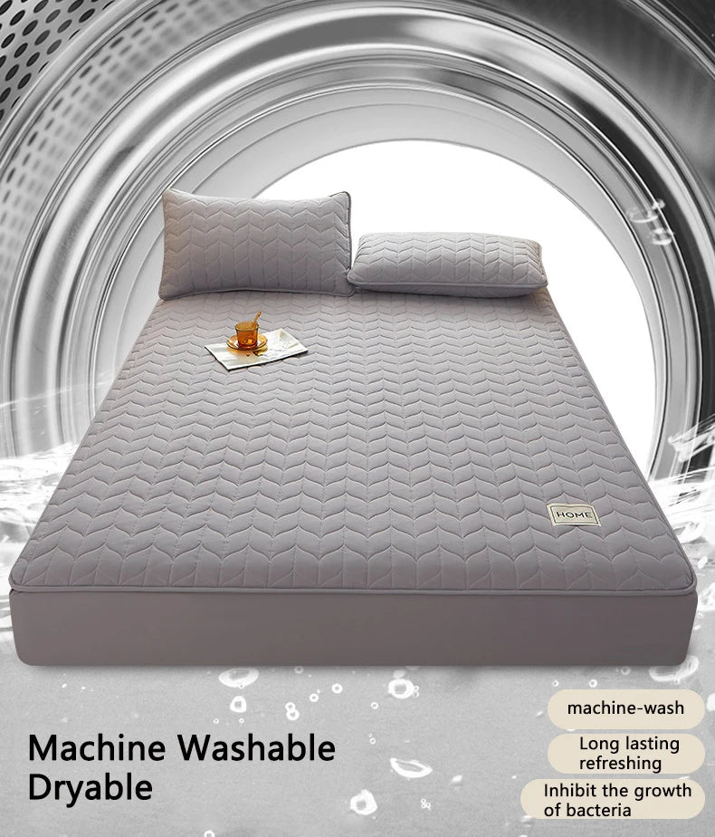 Cotton Thicken Quilted Mattress Cover Anti-bacterial Mattress Protector Topper Pad Soft Fitted Sheet Not Including Pillowcase
