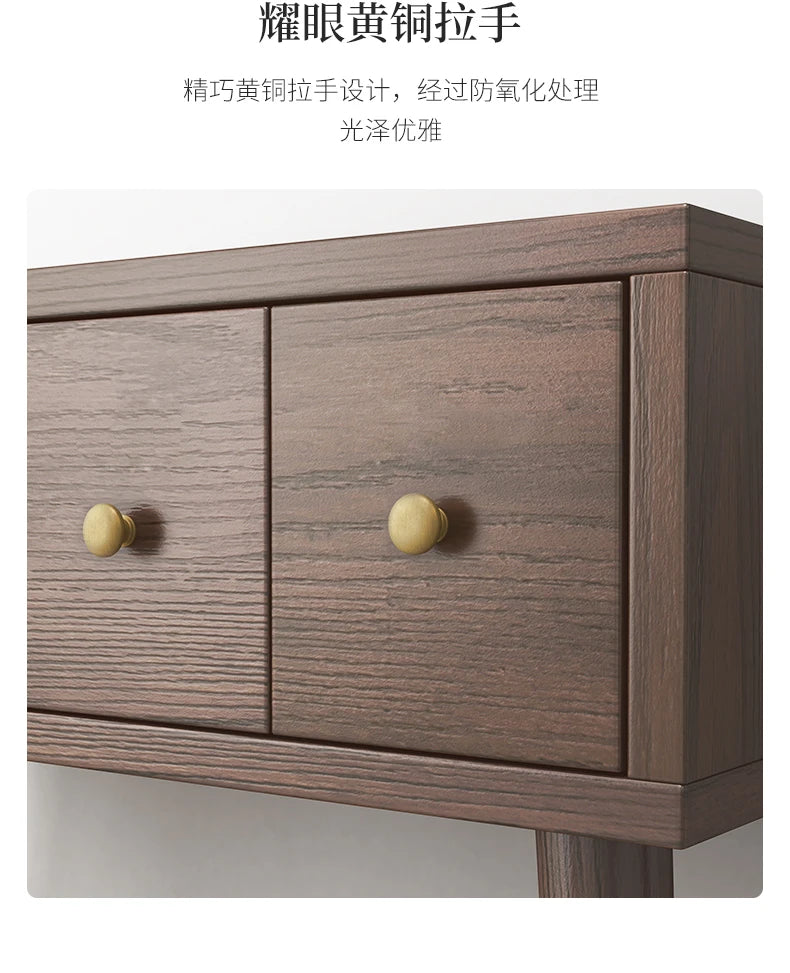 Qf Modern Minimalist Solid Wood Dresser Desk Integrated Mirror Foldable Makeup Table