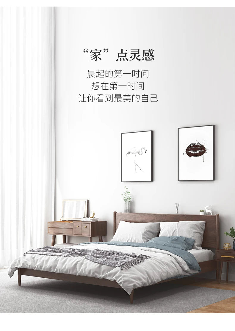 Qf Modern Minimalist Solid Wood Dresser Desk Integrated Mirror Foldable Makeup Table