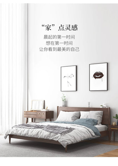 Qf Modern Minimalist Solid Wood Dresser Desk Integrated Mirror Foldable Makeup Table