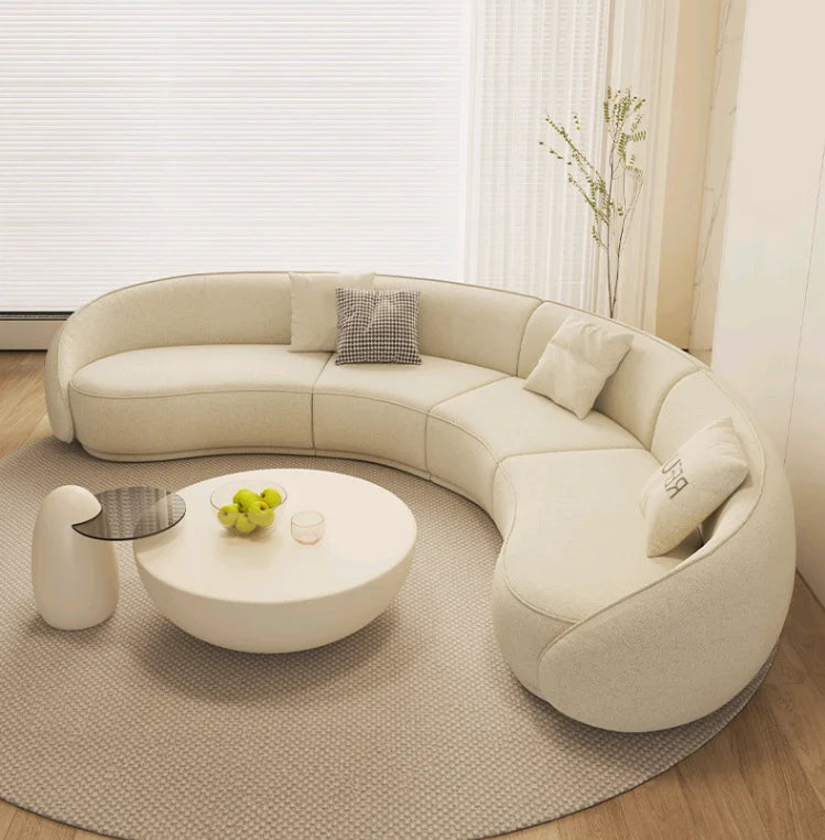 yj Sili Style Living Room Modern Light Luxury Italian Minimalist Shaped Curved Lambswool Fabric Sofa