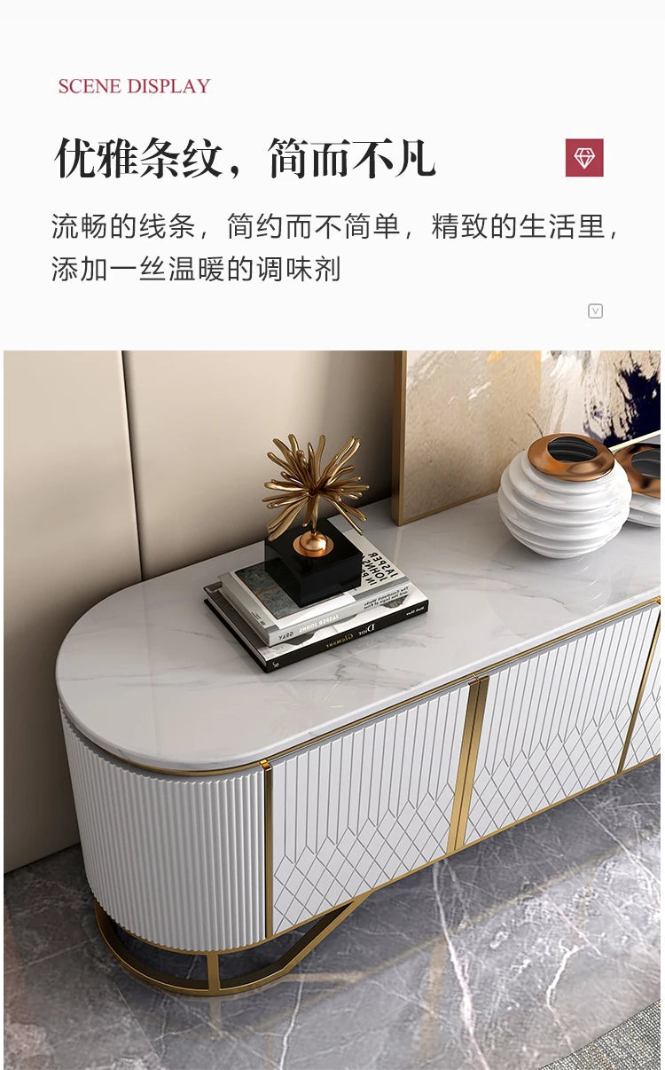 Affordable Luxury Style TV Cabinet and Tea Table Combination Simple Modern Living Room Floor Cabinet Marble