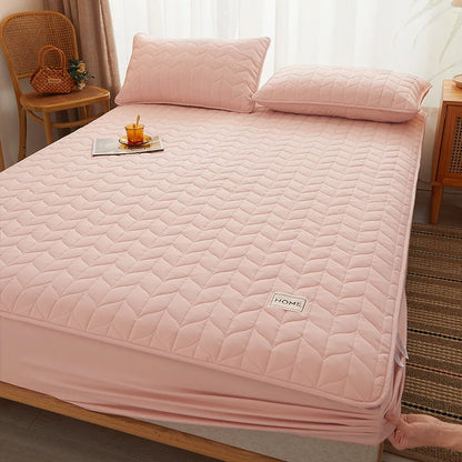 Cotton Thicken Quilted Mattress Cover Anti-bacterial Mattress Protector Topper Pad Soft Fitted Sheet Not Including Pillowcase