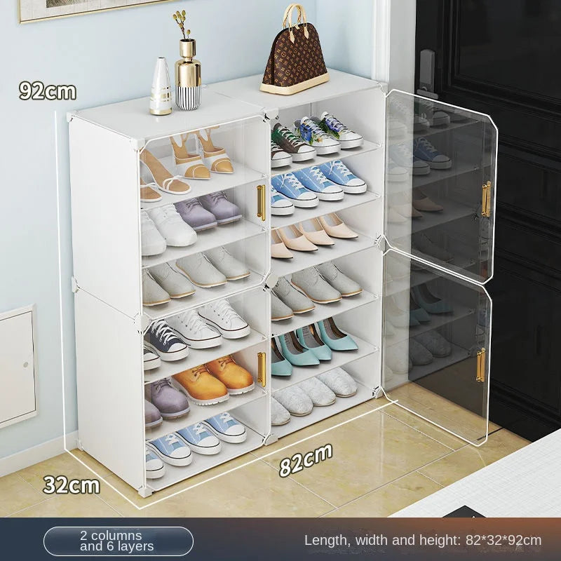 Small-Scale Foldable Cabinets For Home Living Room Multilayer Large Space Shelf Student Dormitory Dust Proof Shoe Storage Rack