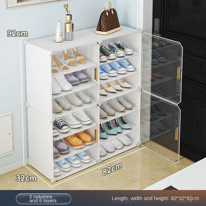 Small-Scale Foldable Cabinets For Home Living Room Multilayer Large Space Shelf Student Dormitory Dust Proof Shoe Storage Rack