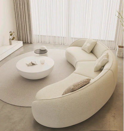 yj Sili Style Living Room Modern Light Luxury Italian Minimalist Shaped Curved Lambswool Fabric Sofa