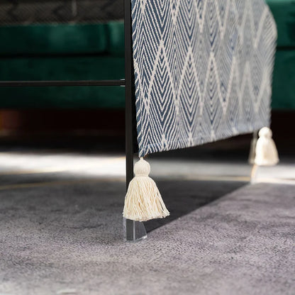 Cotton Linen Coffee Table Cloth,Coffee Table Cover with Tassels TV Cabinet Waterproof Rectangle Wavy Tablecloths