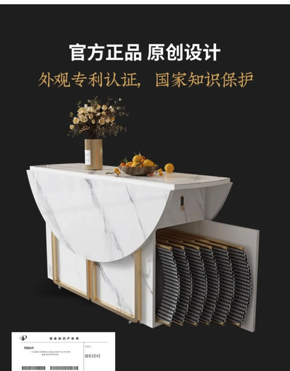 1.4 and 1.6 M Rectangular Folding Table Small Apartment Dining Table Multi-Functional Retractable Dining Table and Chair