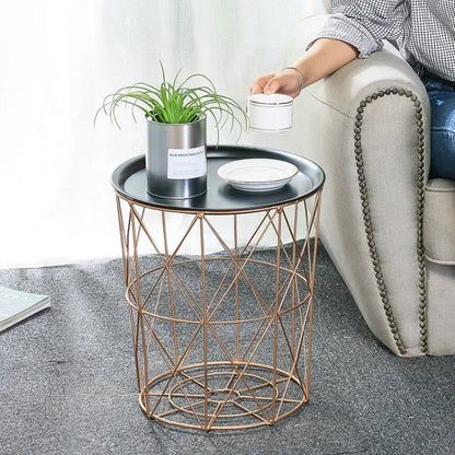 Nordic Fashion Coffee Tables Modern Iron Art Golden Simple Living Room Sofa Side Bedroom storage Basket decor tables mx9121202