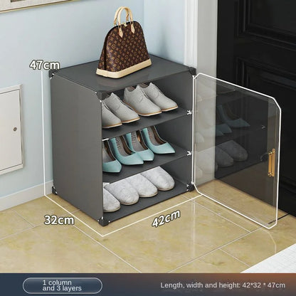 Small-Scale Foldable Cabinets For Home Living Room Multilayer Large Space Shelf Student Dormitory Dust Proof Shoe Storage Rack