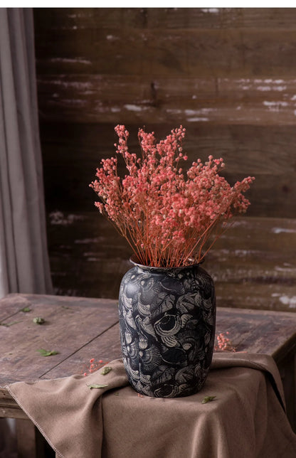 Jingdezhen Retro Literature And Art New Chinese Ceramic Vase Homestay Hotel TV Cabinet With Dried Flower Decorations