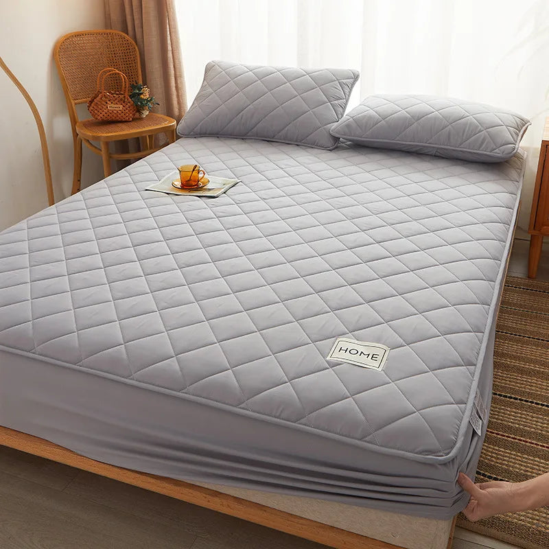 Cotton Thicken Quilted Mattress Cover Anti-bacterial Mattress Protector Topper Pad Soft Fitted Sheet Not Including Pillowcase