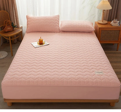 Cotton Thicken Quilted Mattress Cover Anti-bacterial Mattress Protector Topper Pad Soft Fitted Sheet Not Including Pillowcase